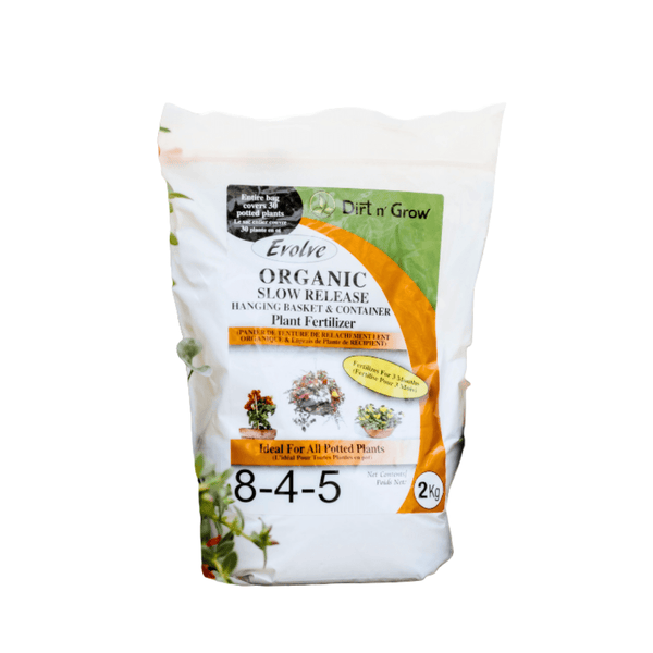 slow release plant food for hanging baskets Dirt N' Grow Evolve Hanging Basket & Container Gardening 8-4-5 2kg
