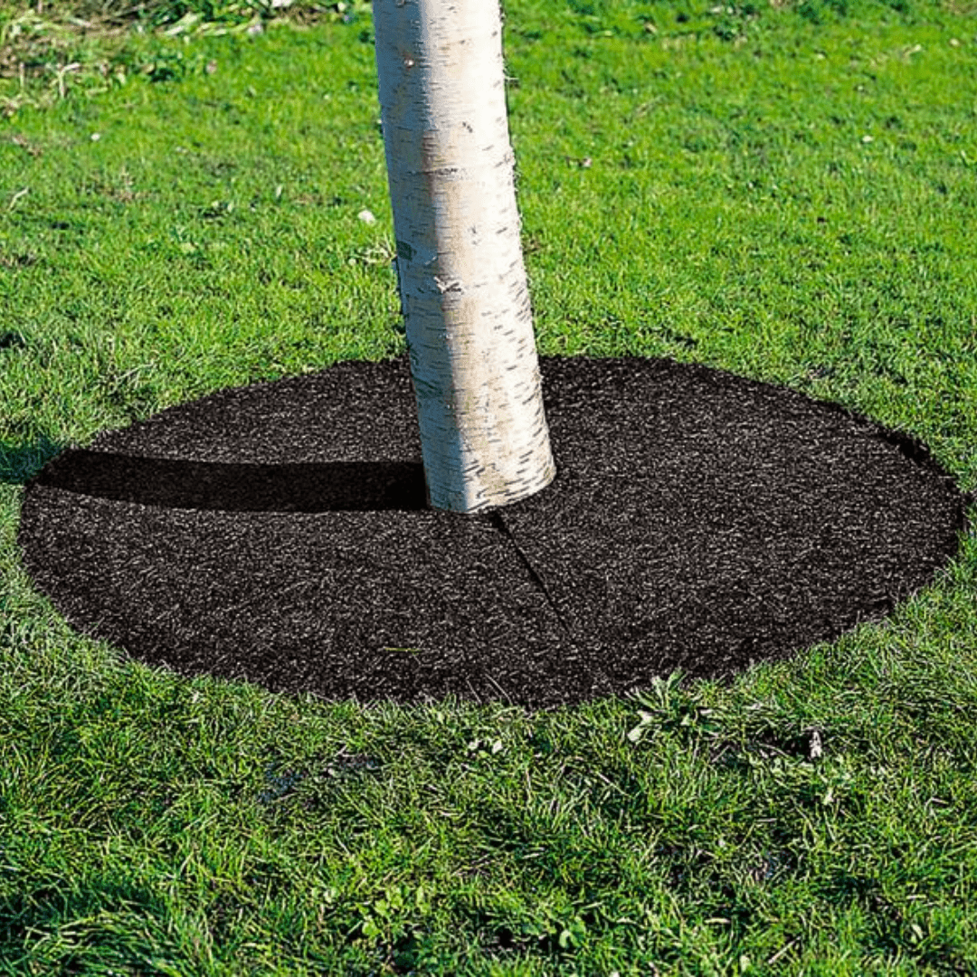 24 rubber tree ring Rubber Wood Mulch Tree Ring | Brown
